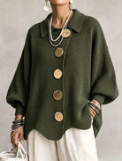 Ines Paris | Cardigan oversize femme gros boutons dorés