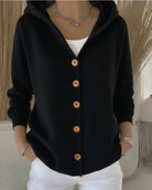 Ines Paris | Gilet en tricot femme à capuche et boutons bois