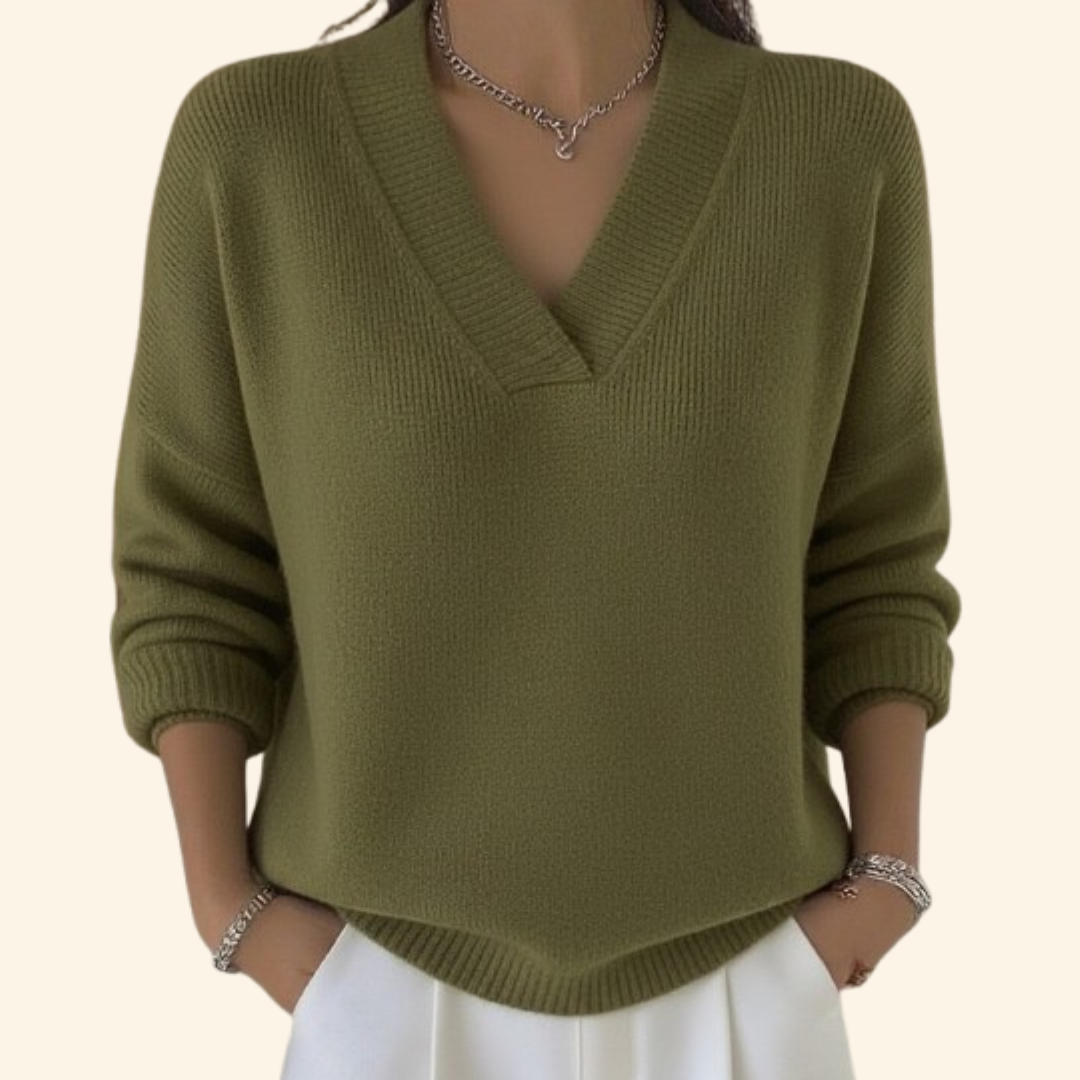 Ines Paris | Pull femme col V doux coupe épurée