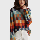 Ines Paris | Pull col montant femme maille jacquard motif artistique