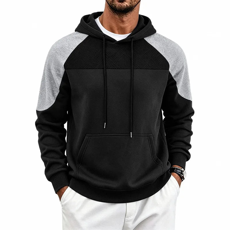 Pull homme patchwork, coupe ample à manches longues