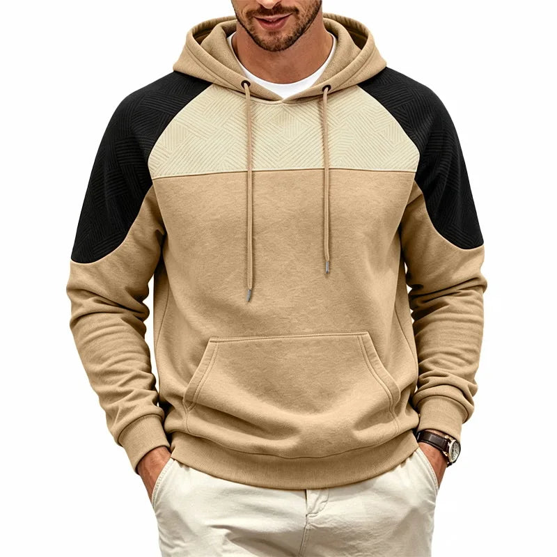 Pull homme patchwork, coupe ample à manches longues