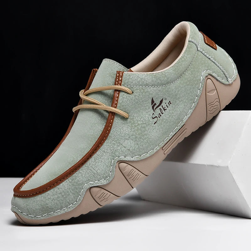 Mocassins homme à lacets, semelle souple en caoutchouc
