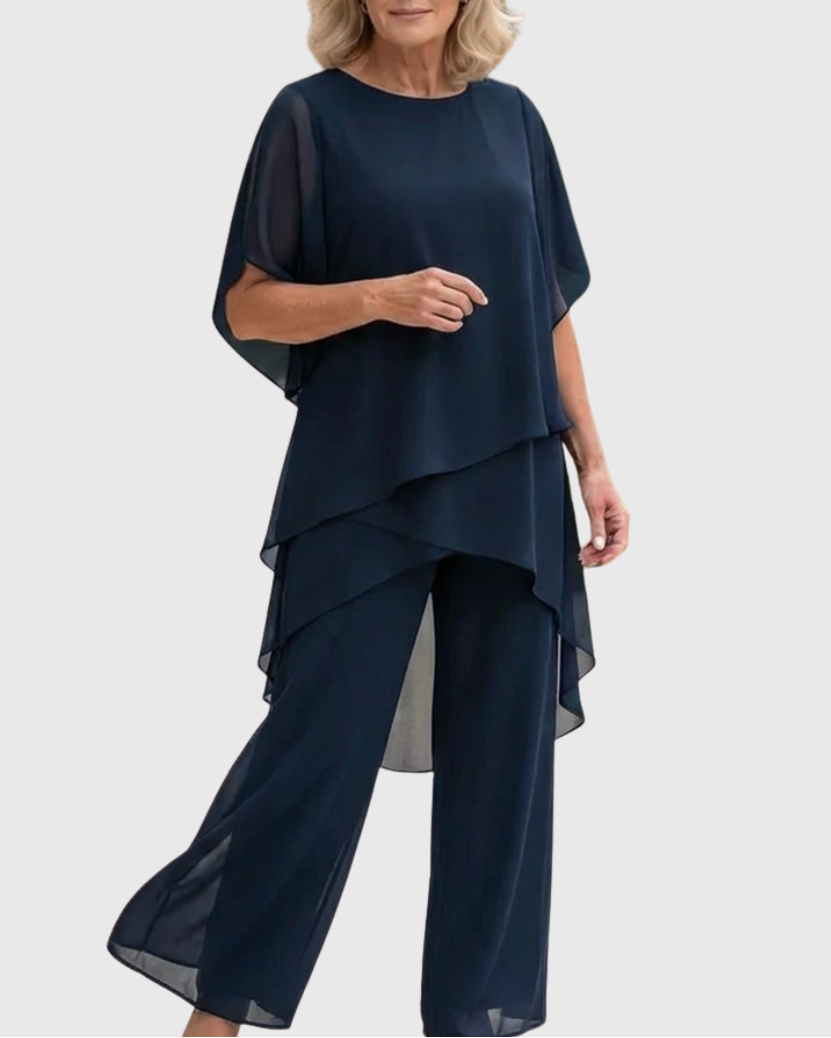 Ensemble femme blouse mousseline et pantalon large
