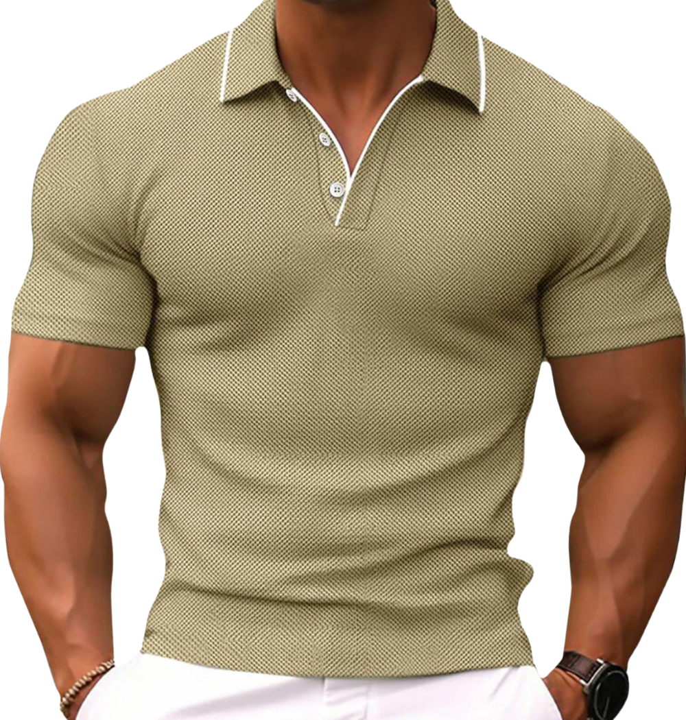 Polo homme slim fit en tissu extensible, col qui tient