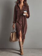 Ines Paris | Robe Midi Femme Côtelée Effet Velours à Poches