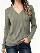 Ines Paris | Pull femme côtelé col V texture brossée