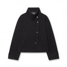 Adélaïde | Manteau Court Femme Toucher Laine à Col Montant et Boutonnage Asymétrique - Noir