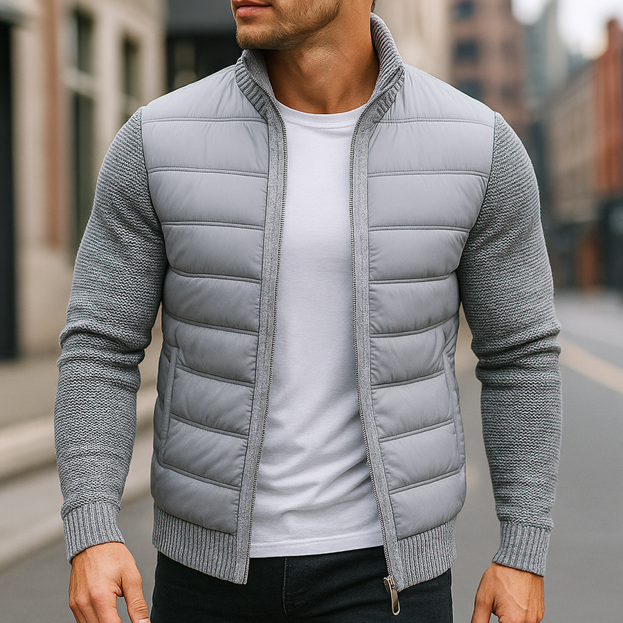 Adrien | Veste Matelassée Homme à Manches en Maille et Col Montant