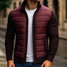 Adrien | Veste Matelassée Homme à Manches en Maille et Col Montant - Bordeaux