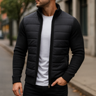 Adrien | Veste Matelassée Homme à Manches en Maille et Col Montant - Noir