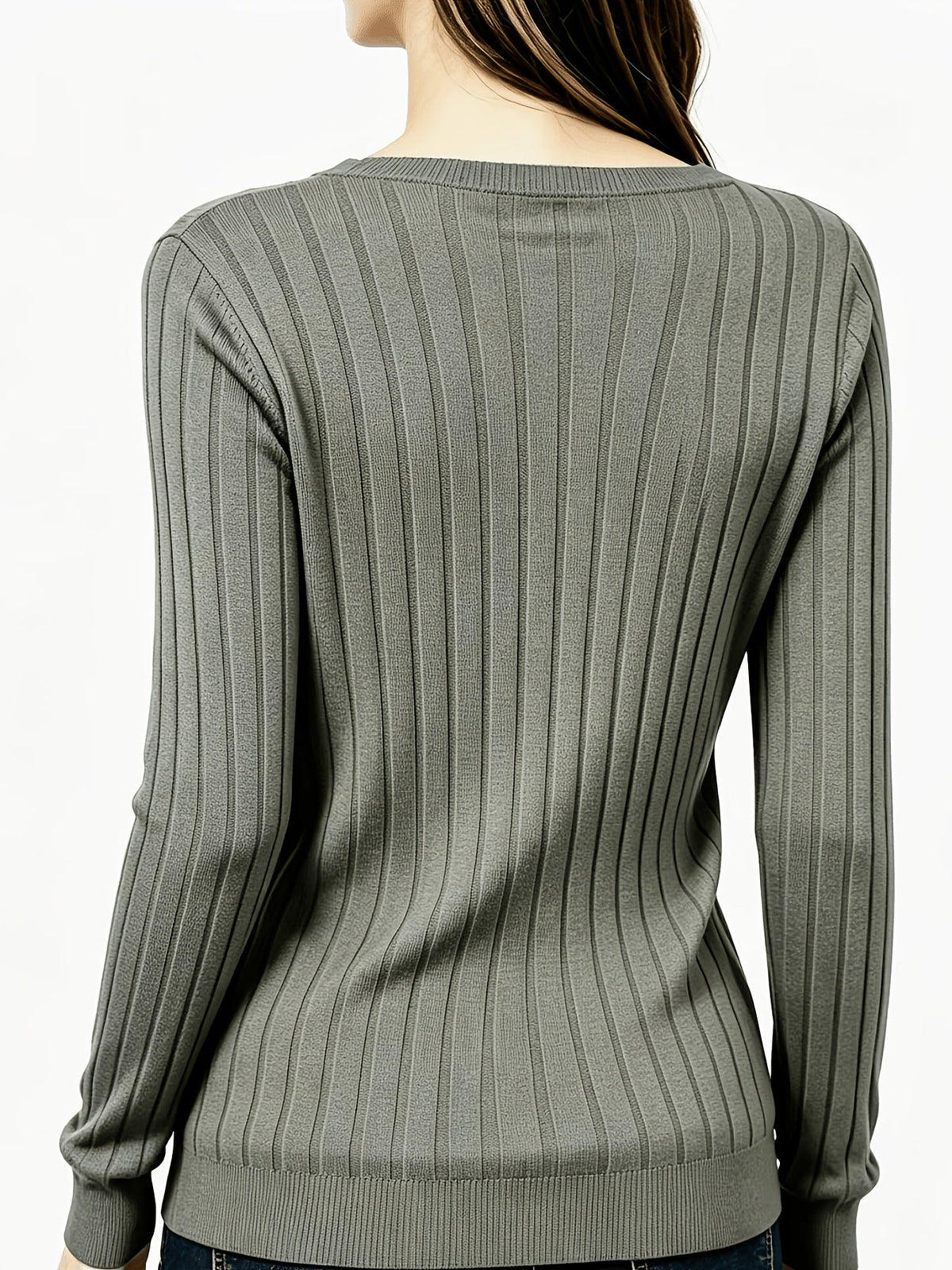 Ines Paris | Pull femme côtelé col V texture brossée