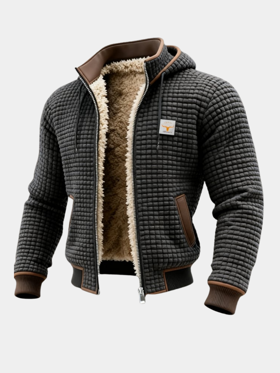 Alban | Veste Thermique Homme Maille Gaufrée à Capuche Doublée Sherpa - vue 1
