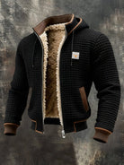 Alban | Veste Thermique Homme Maille Gaufrée à Capuche Doublée Sherpa - Noir