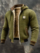 Alban | Veste Thermique Homme Maille Gaufrée à Capuche Doublée Sherpa - Vert militaire