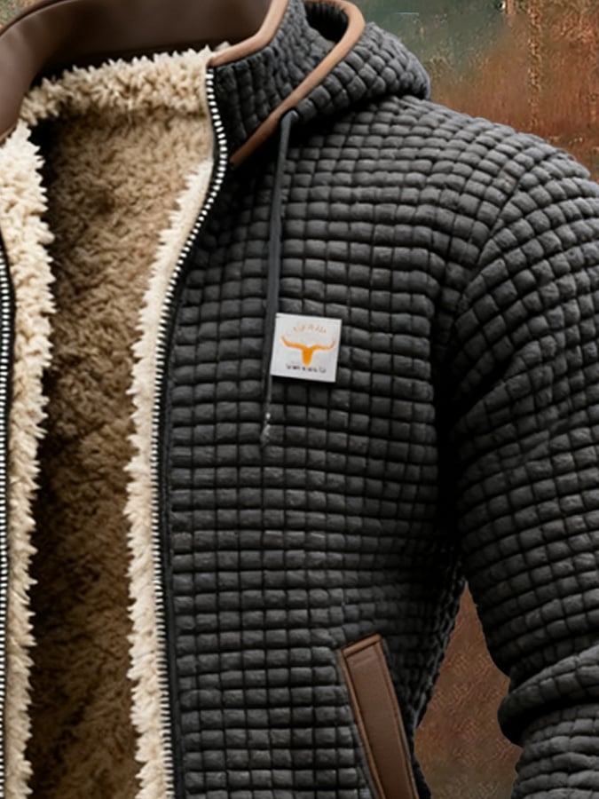 Alban | Veste Thermique Homme Maille Gaufrée à Capuche Doublée Sherpa - vue 8