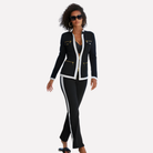 Albane | Ensemble Survêtement Femme Veste Zippée et Pantalon à Passepoils - Noir
