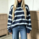 Alice | Sweat Femme Rayé Oversize à Col Montant - vue 1