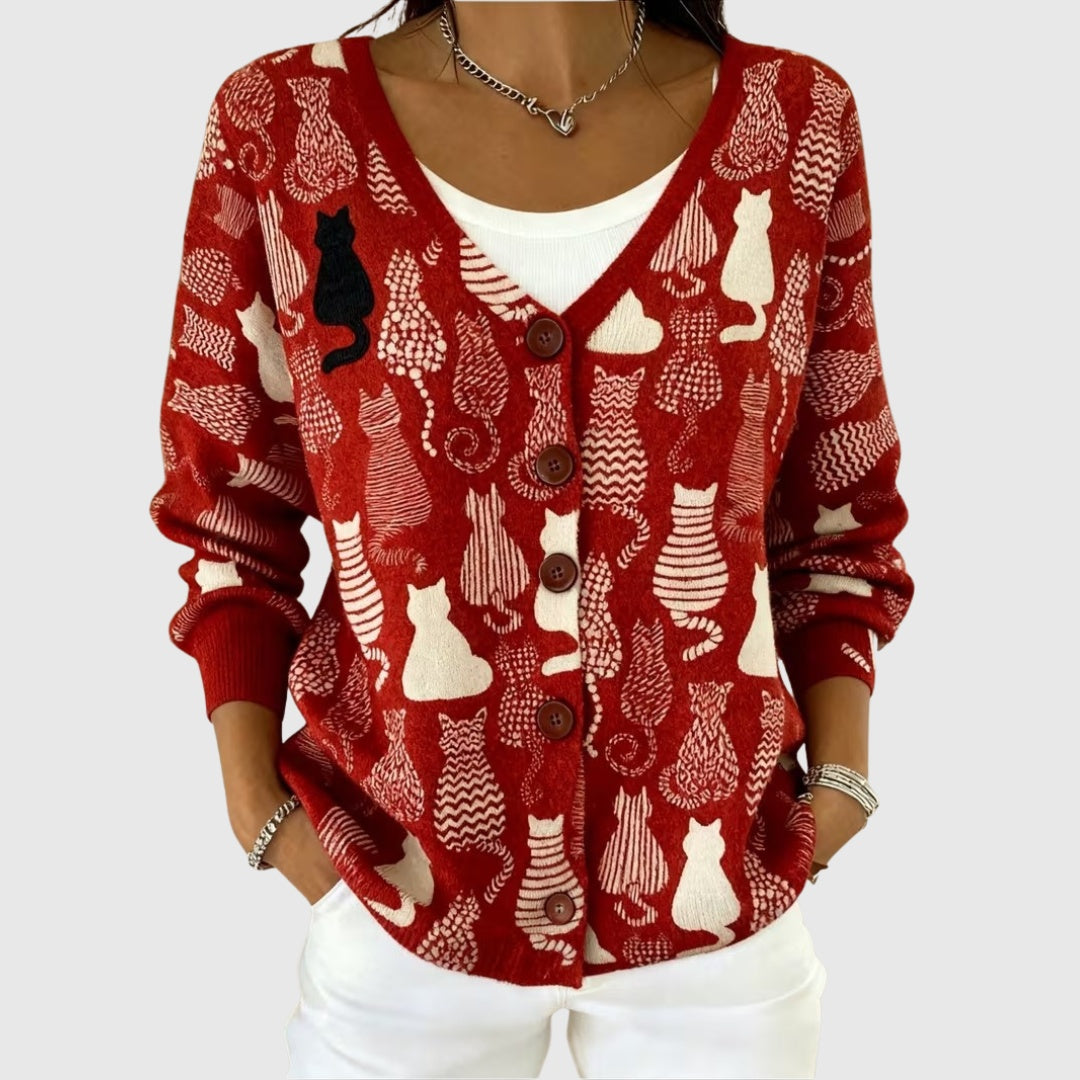 Ines Paris | Cardigan Rayé Femme en Maille Boutonné Grande Taille