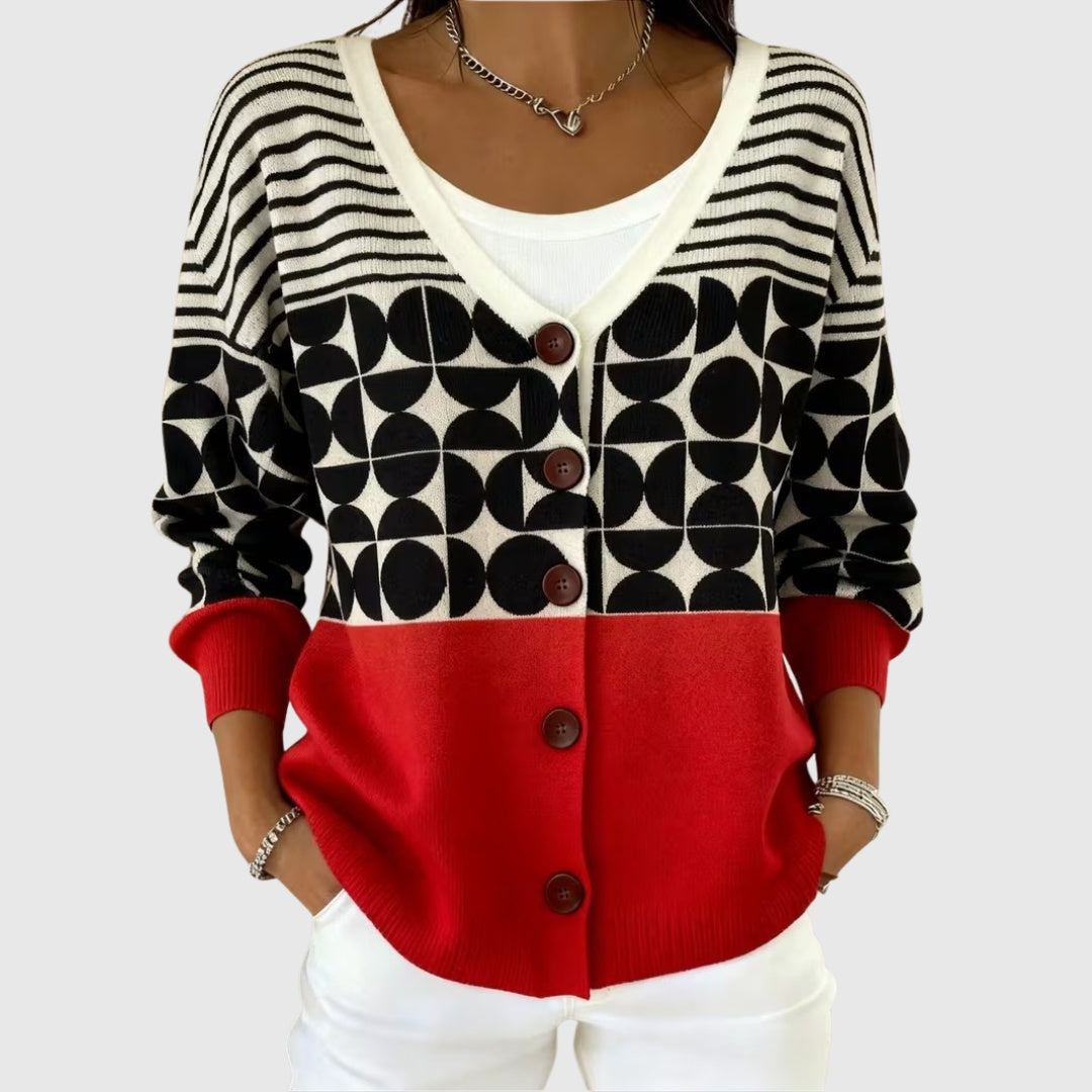 Ines Paris | Cardigan Rayé Femme en Maille Boutonné Grande Taille
