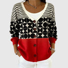 Ines Paris | Cardigan Rayé Femme en Maille Boutonné Grande Taille