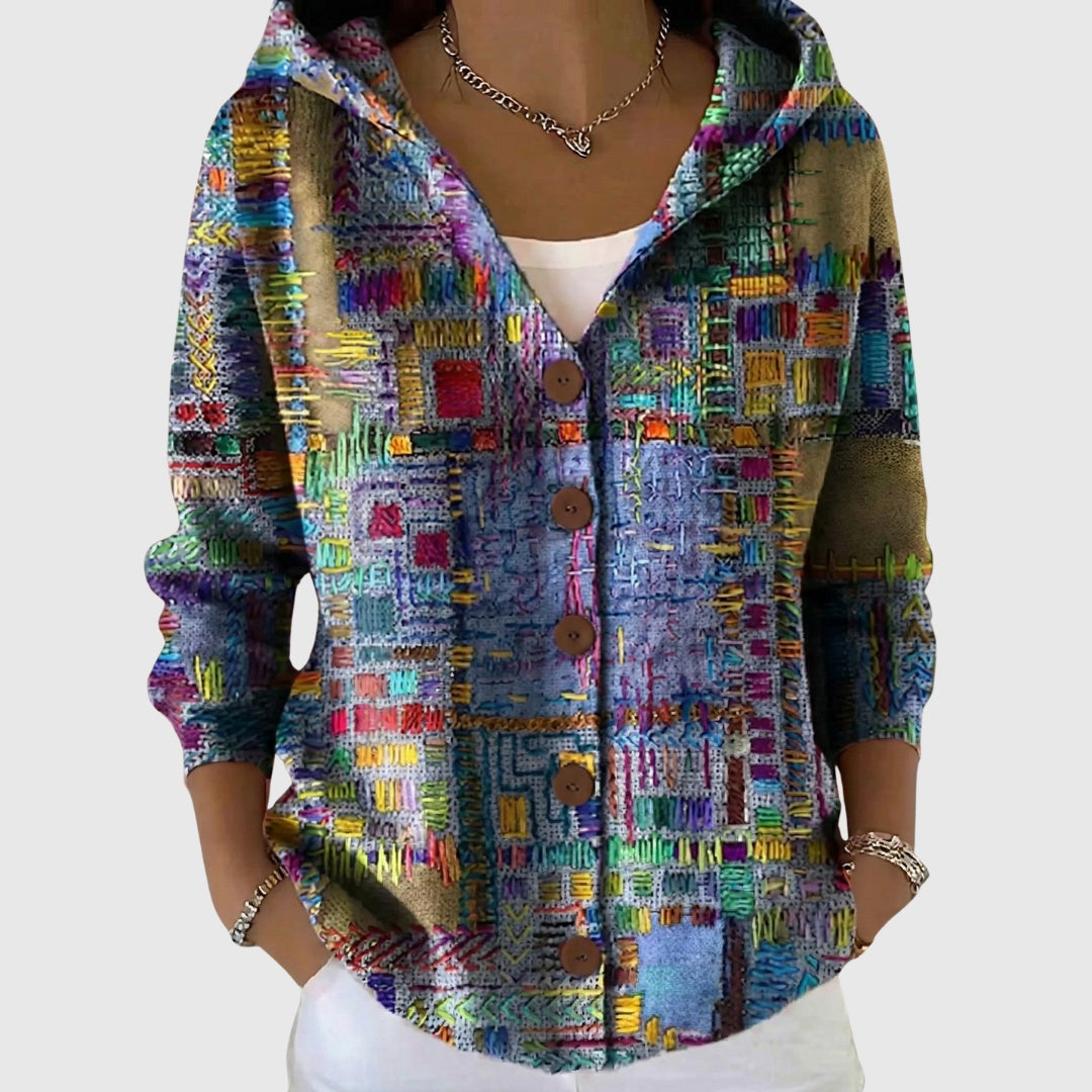 Ines Paris | Cardigan Rayé Femme en Maille Boutonné Grande Taille