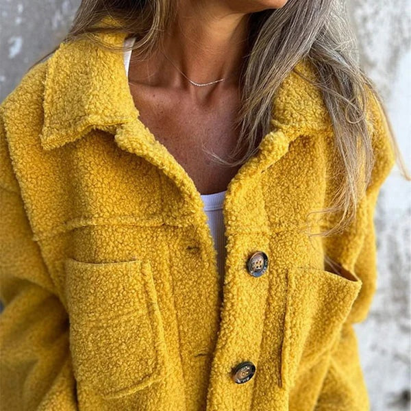 Ines Paris | Veste Sherpa Femme Courte Boutonnée Col Tailleur