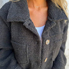 Ines Paris | Veste Sherpa Femme Courte Boutonnée Col Tailleur
