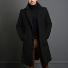Ambroise | Manteau Long Homme Col Tailleur Toucher Laine - Noir