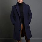 Ambroise | Manteau Long Homme Col Tailleur Toucher Laine - Bleu marine