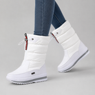 Amélie | Bottes de Neige Femme Matelassées à Zip et Cordon, Blanches - vue 3