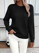 Annabelle | Pull Femme Torsadé Col Rond en Maille Chaude - Noir