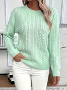 Annabelle | Pull Femme Torsadé Col Rond en Maille Chaude - Vert menthe