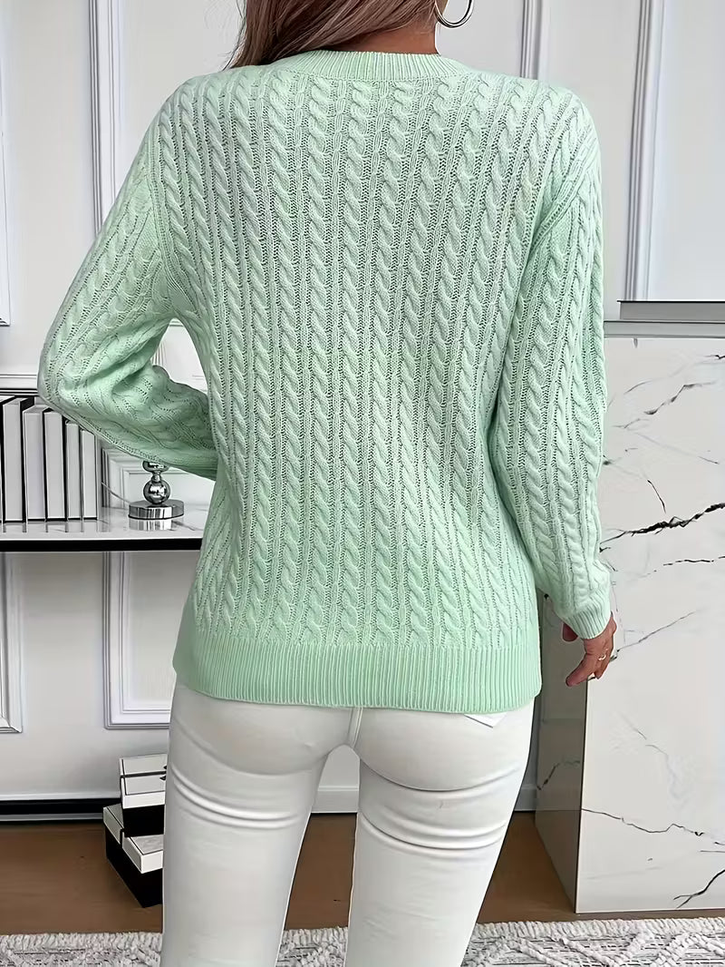 Annabelle | Pull Femme Torsadé Col Rond en Maille Chaude - vue 4