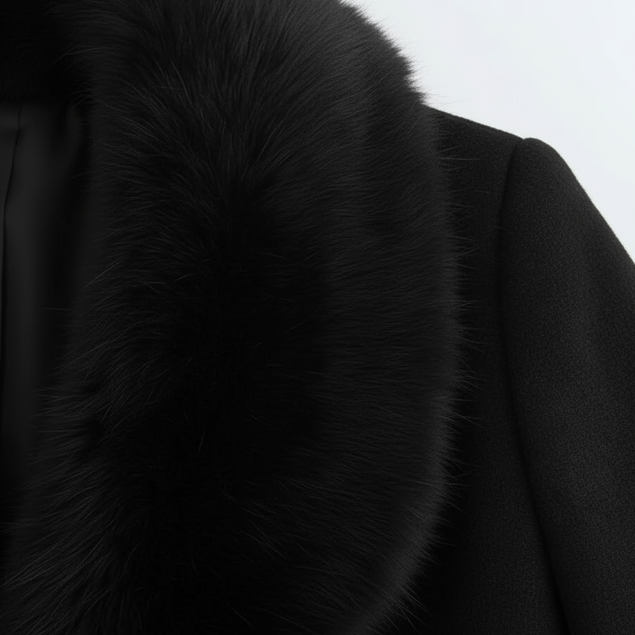 Armance | Manteau Long Femme Toucher Laine à Col en Fausse Fourrure et Ceinture - vue 4