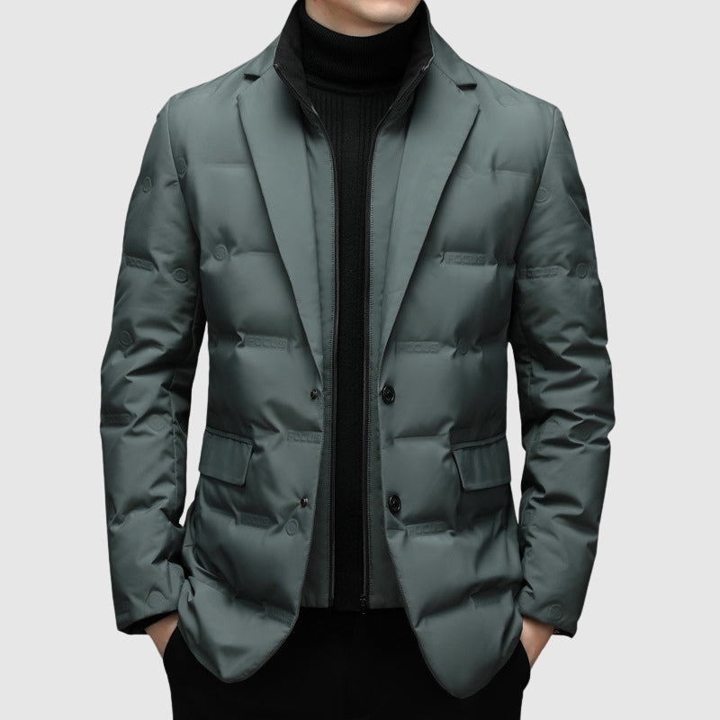 Armand | Doudoune Homme Style Blazer Matelassée à Col Tailleur - Vert