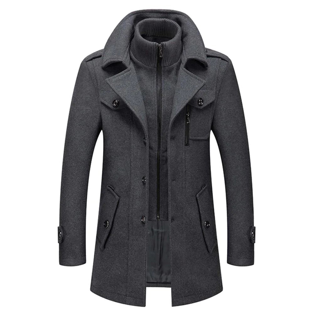 Arnaud | Manteau Homme Toucher Laine Effet 2 en 1 avec Plastron Zippé - Gris