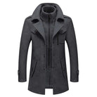 Arnaud | Manteau Homme Toucher Laine Effet 2 en 1 avec Plastron Zippé - Gris