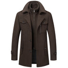 Arnaud | Manteau Homme Toucher Laine Effet 2 en 1 avec Plastron Zippé - Chocolat