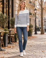 Blanc rayé marine