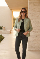 Veste matelassée femme manches en maille zippée