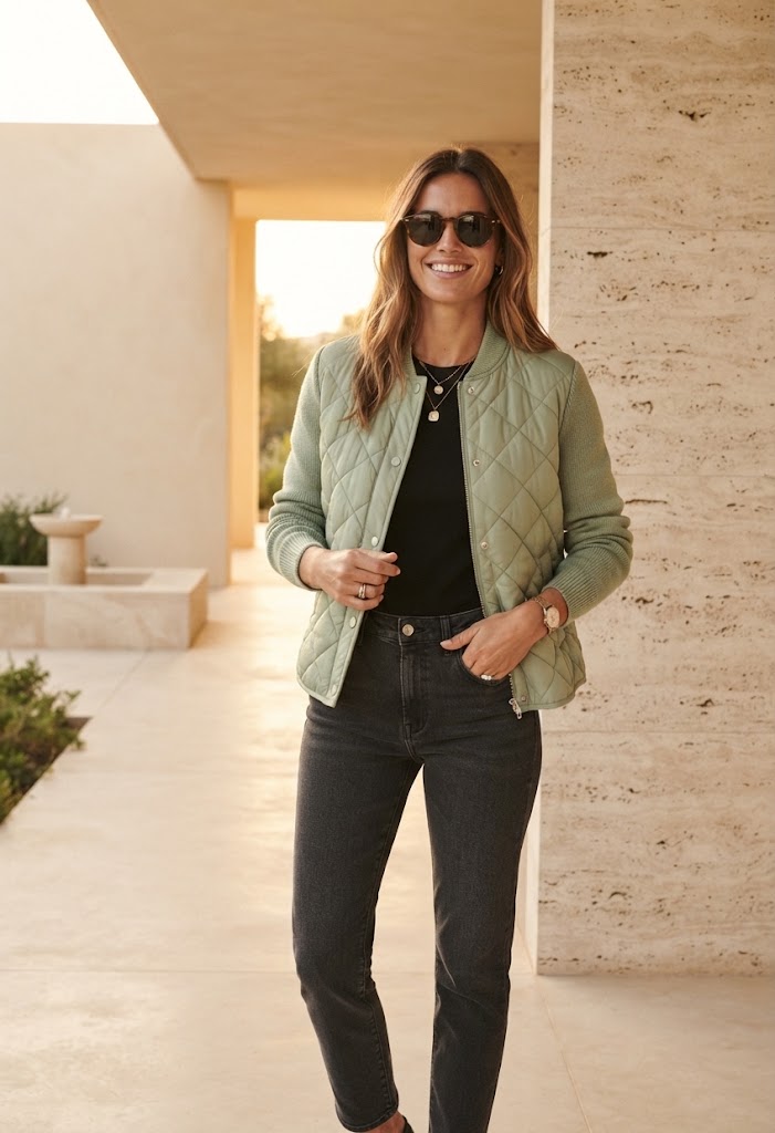 Veste matelassée femme manches en maille zippée