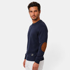 Baptiste | Pull Homme Col Rond en Maille Côtelée à Coudières Effet Daim - vue 2