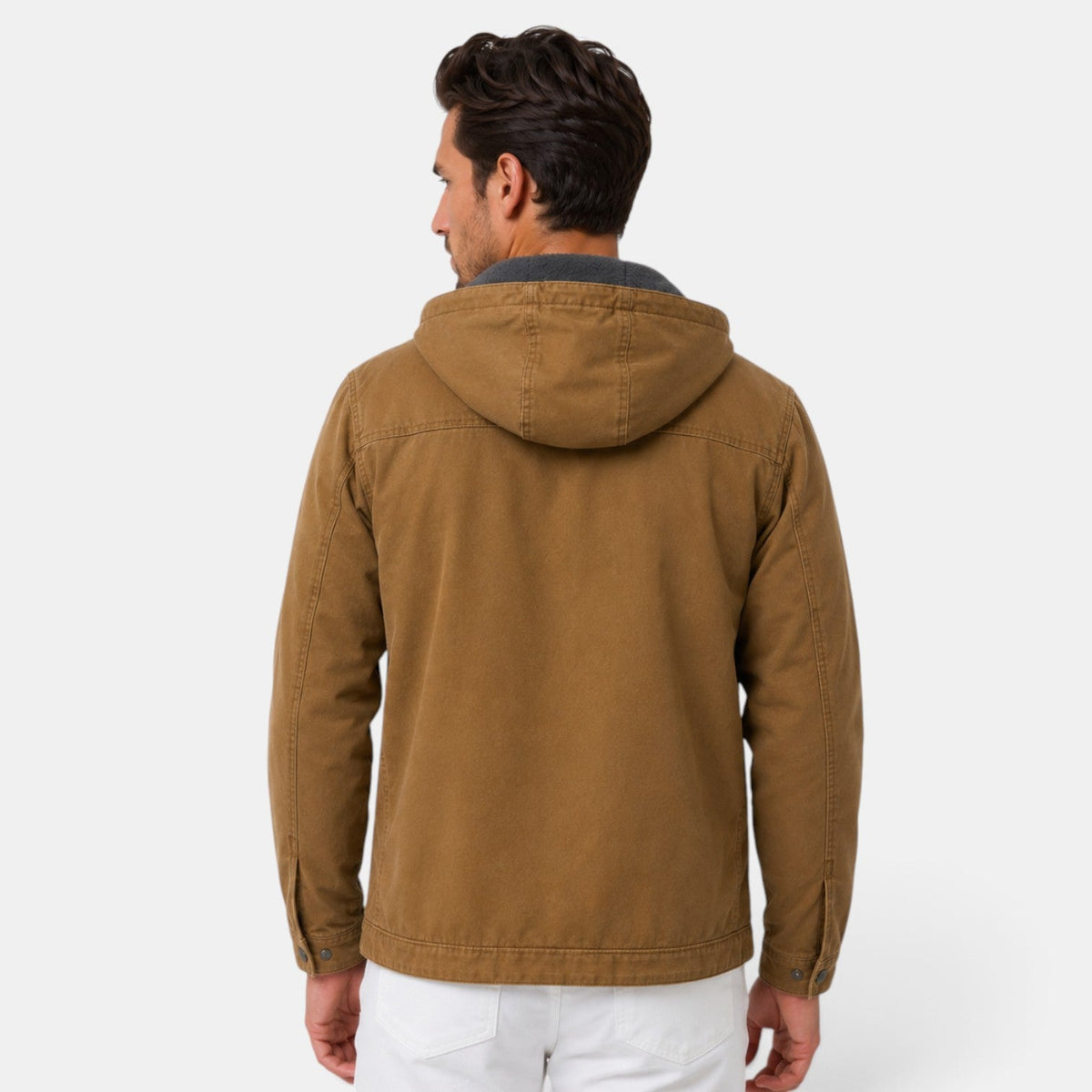 Barthélemy | Veste Homme à Capuche Doublure Polaire en Toile Délavée - vue 3