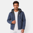Barthélemy | Veste Homme à Capuche Doublure Polaire en Toile Délavée - Bleu