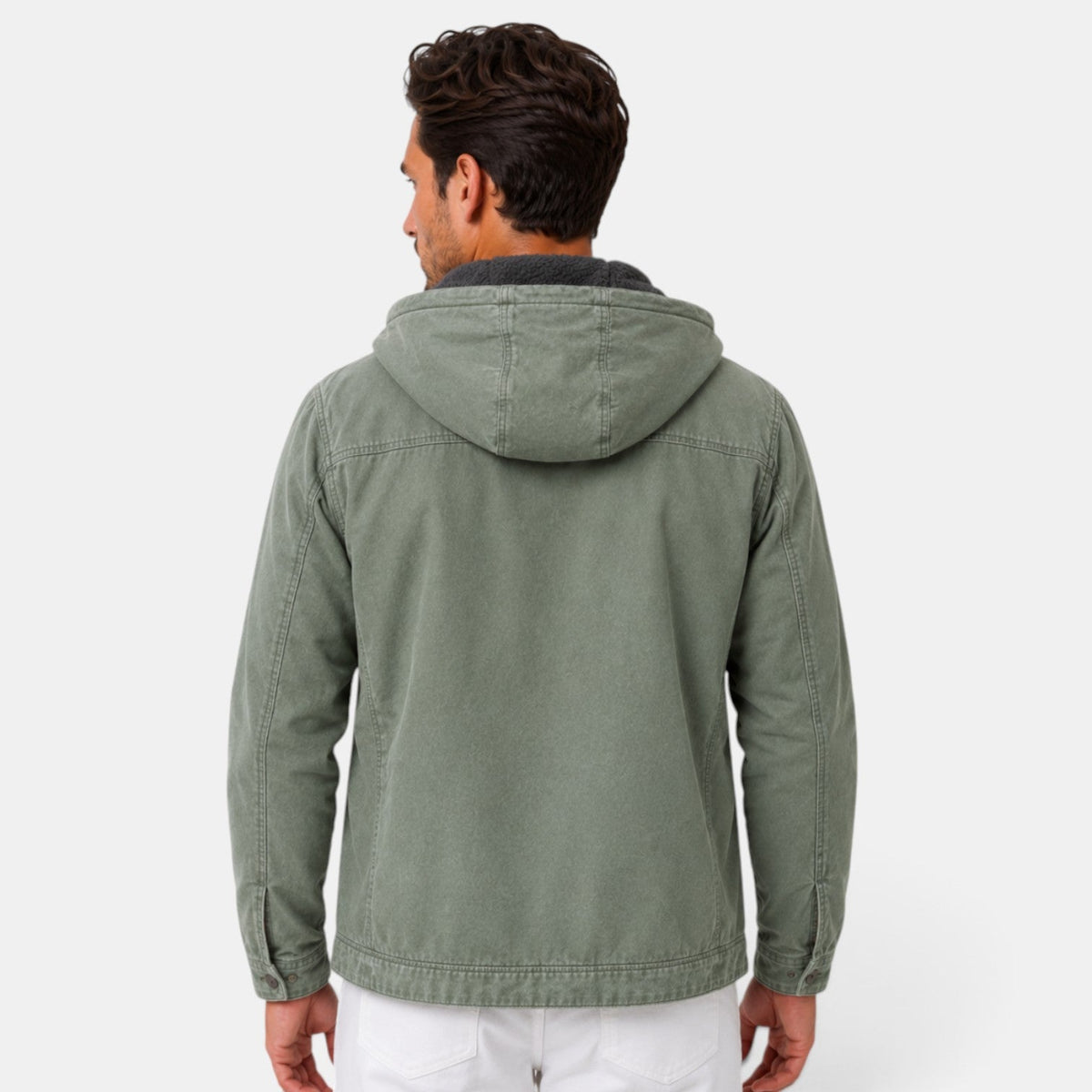 Barthélemy | Veste Homme à Capuche Doublure Polaire en Toile Délavée - vue 9