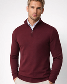 Bastien | Pull Camionneur Homme Col Montant Demi-Zip en Maille Confort - Rouge