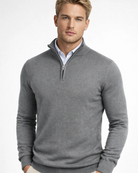 Bastien | Pull Camionneur Homme Col Montant Demi-Zip en Maille Confort - Gris