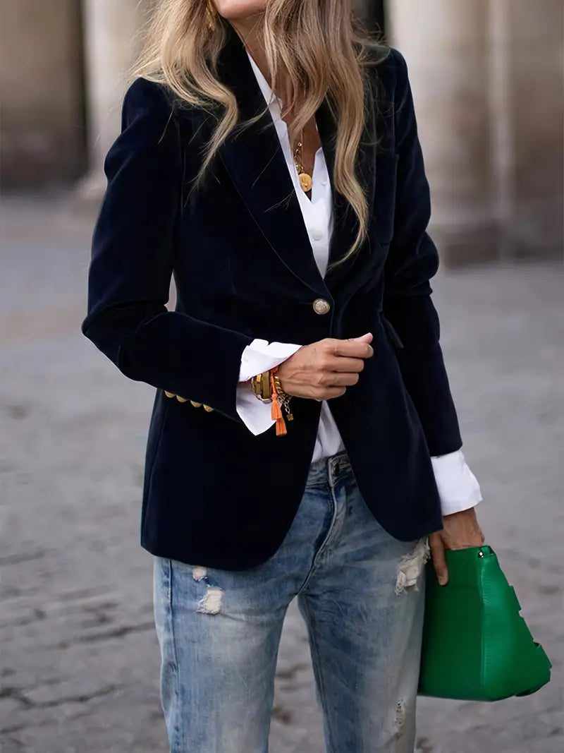 Ines Paris | Blazer velours femme cintré à boutons dorés