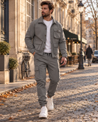Benoît | Ensemble Cargo Homme 2 Pièces Veste Zippée et Pantalon Multipoches - Gris